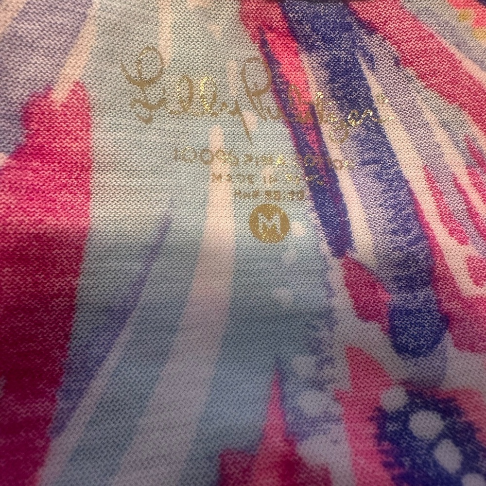 Lilly Pulitzer Sorella Long Sleeve Henley Top Oh My Guava Size Medium - Picture 5 of 6